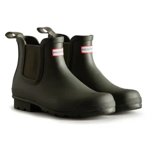 Hunter Original Chelsea Bottes En Caoutchouc Pour Hommes, Couleur Olive Foncé